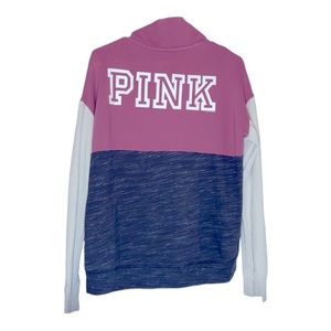 Sale! PINK Victoria’s Secret Varsity 1/4 Zip Pink & Grey Pullover Top Size S